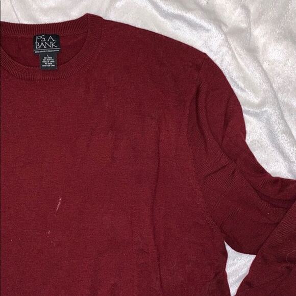 Jos. A. Bank Red Wool Crewneck Knit Sweater | Sz L - Picture 4 of 5